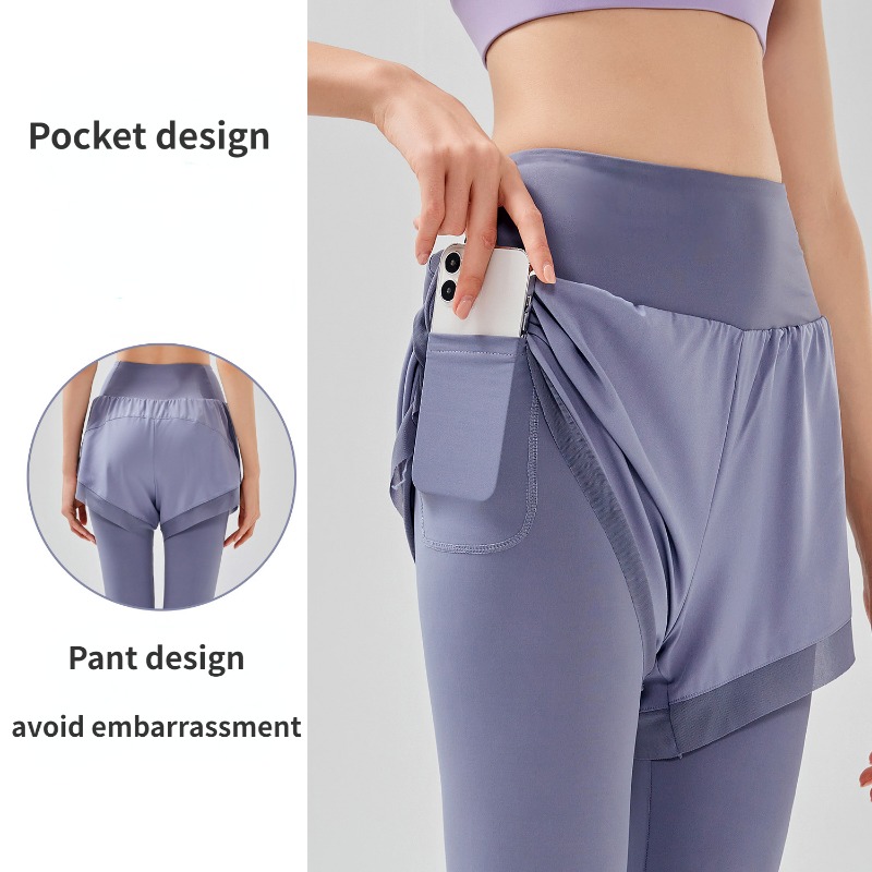 Women Fake Two Pieces Leggings - Outdoor Sport Leggings 评论和价格